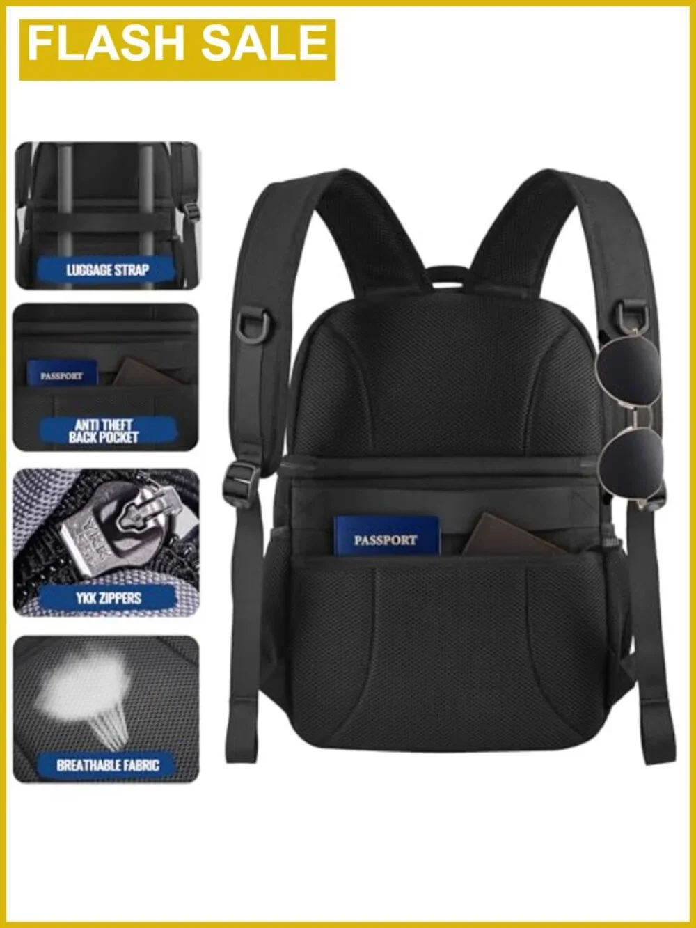 Insulated Cooler Lunch Backpack Leakproof RFID Nylon Double Deck